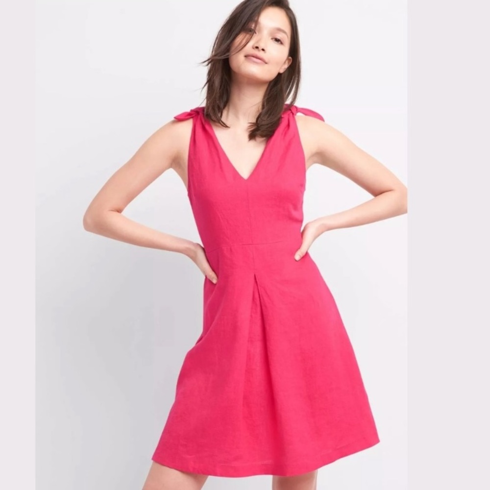 GAP Linen Tie Shoulder Dress